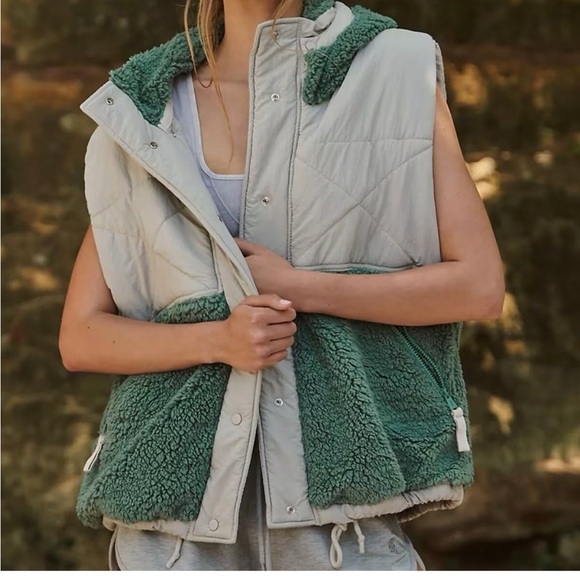 Free  People Movement Adventure Awaits Vest in Muted Beige Combo - Picture 1 of 5